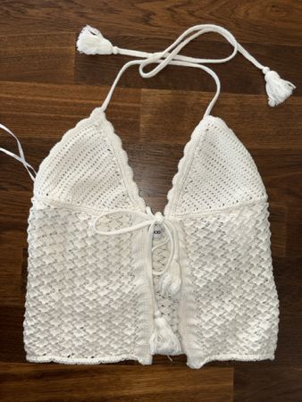 Gehäkeltes Bikini-Top, weiss, Grösse S - Sommer Must-Have!