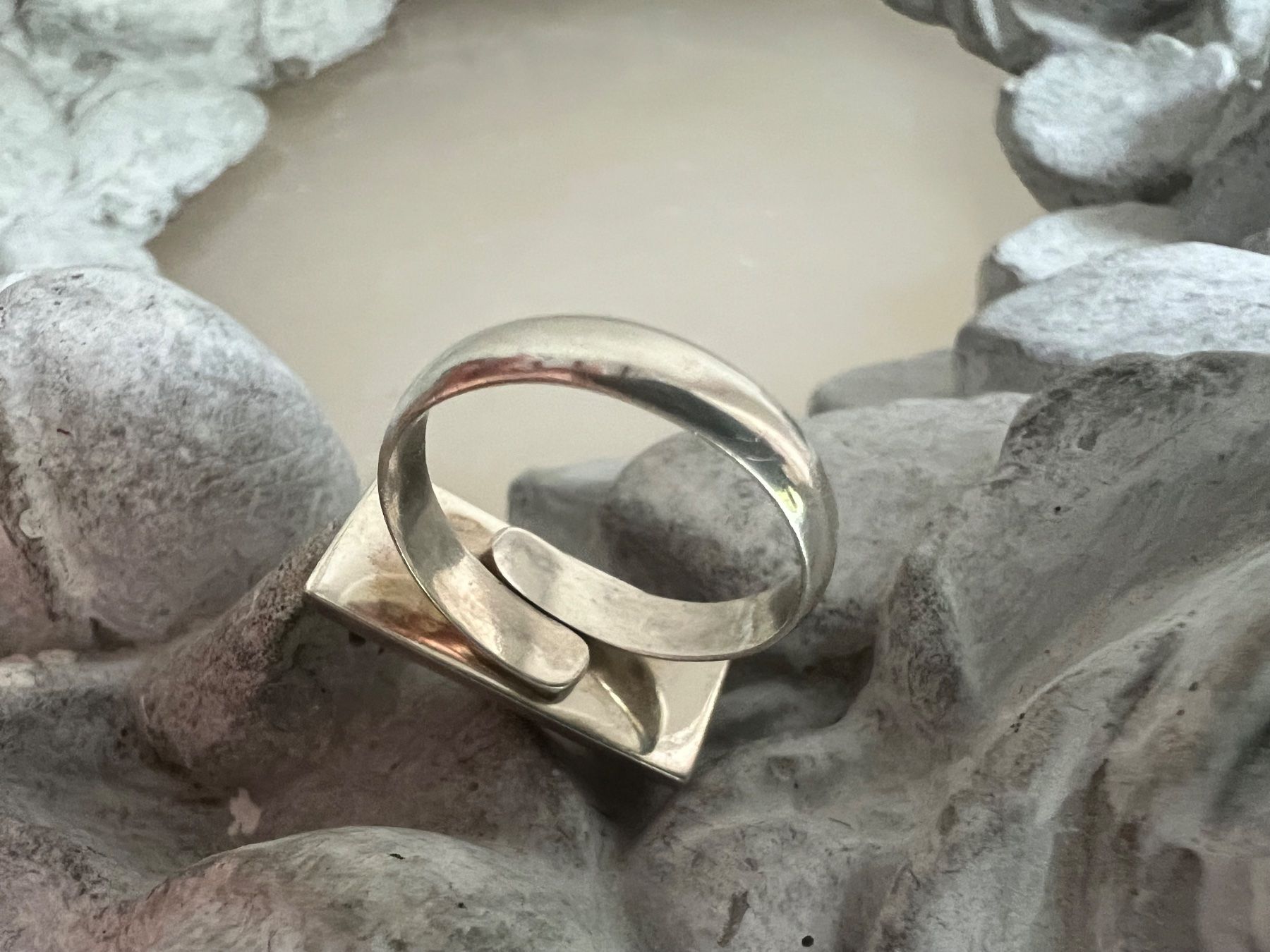 Anelli: Ring one size Silber 925 Perlmutter Art Deco Stil - um 1970 – Usato da Bern venduto da Jiffy 4