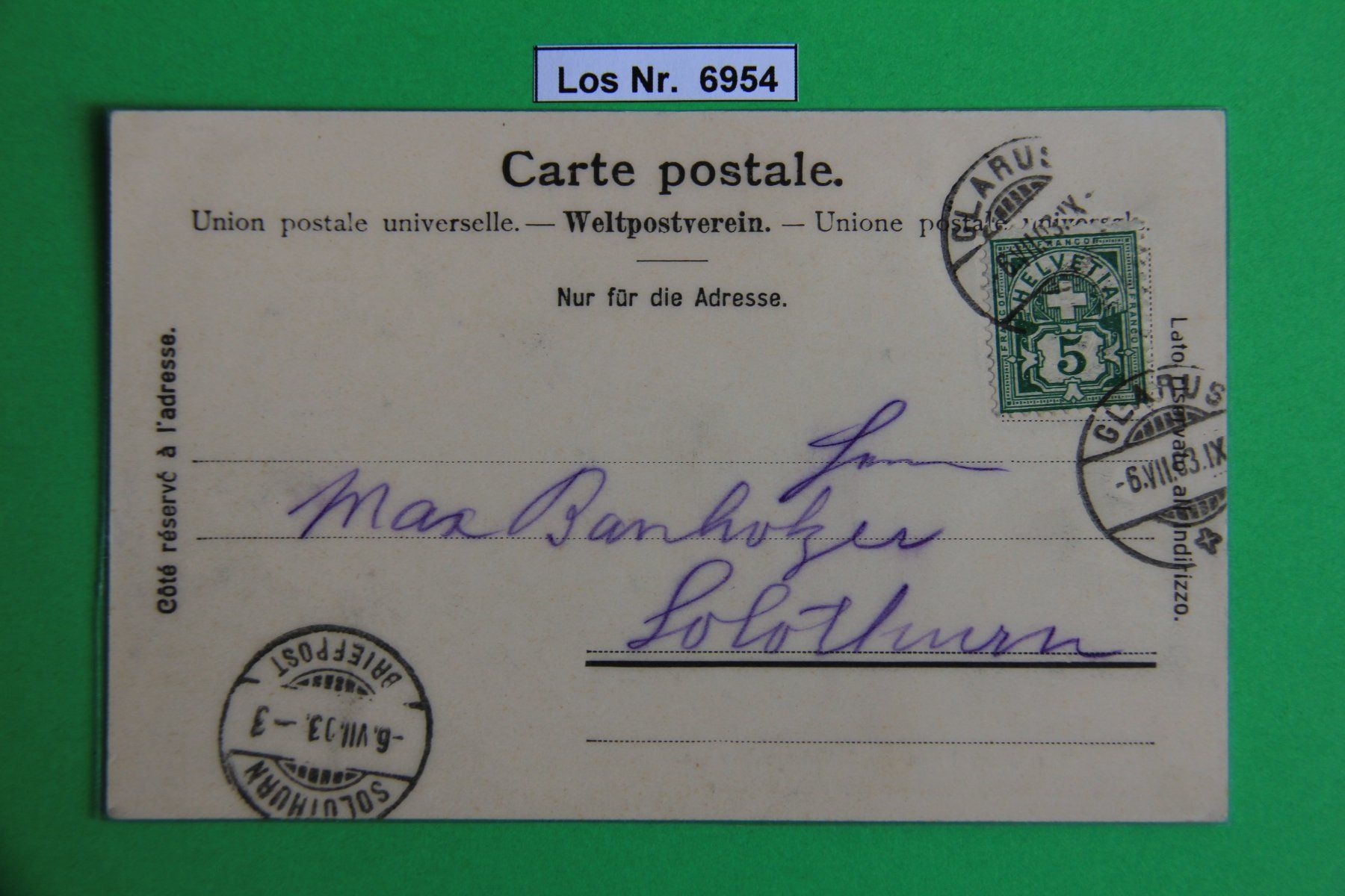 Cartoline postali: CH Ansichtskarte Das Klönthal um 1900               Los 6954 – Usato da Volken venduto da jukon65 1