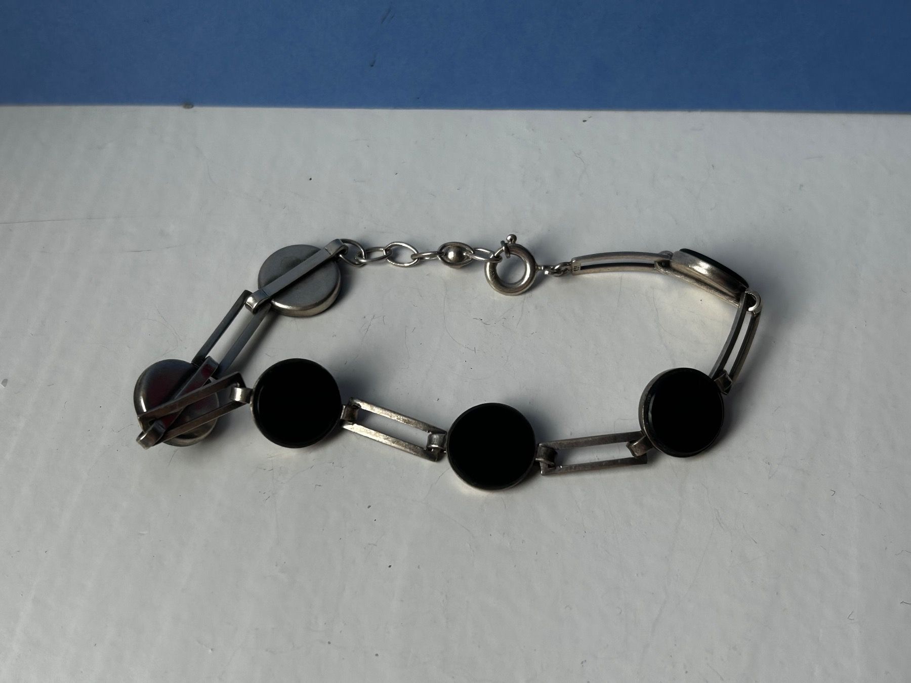 Bracciali & Braccialetti: Silber Armband Onyx Cabochon, Vintage – Usato da Laufen venduto da belleskulptur 1