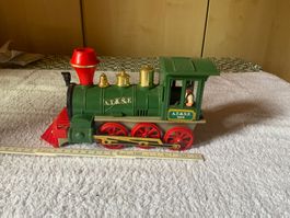 AT&SF Spielzeug-Eisenbahn, Vintage Lokomotive, Rarität!