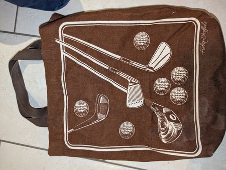 Stofftasche braun Golfmotiv Fisba Stoffels guter Zustand