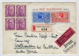 1937 Pro Juventute Block Brief   15823