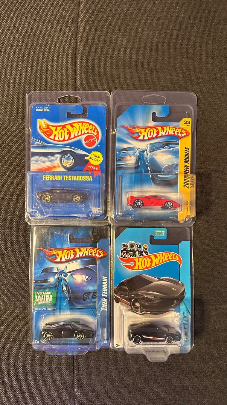 Hot Wheels Modellini d'auto: 4x Hot Wheels Ferrari OVP + Protector – Nuovo (secondo la descrizione) da Basel venduto da Brani91