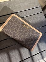 Calvin Klein Wallet Monogram Brown Zip Around Leather Good C