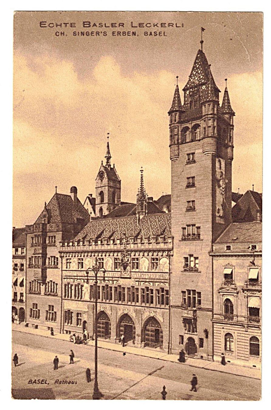 Cartoline postali: Ansichtskarte Echte Basler Leckerli - Singer's Erben - Basel – Usato da Gossau ZH venduto da granby