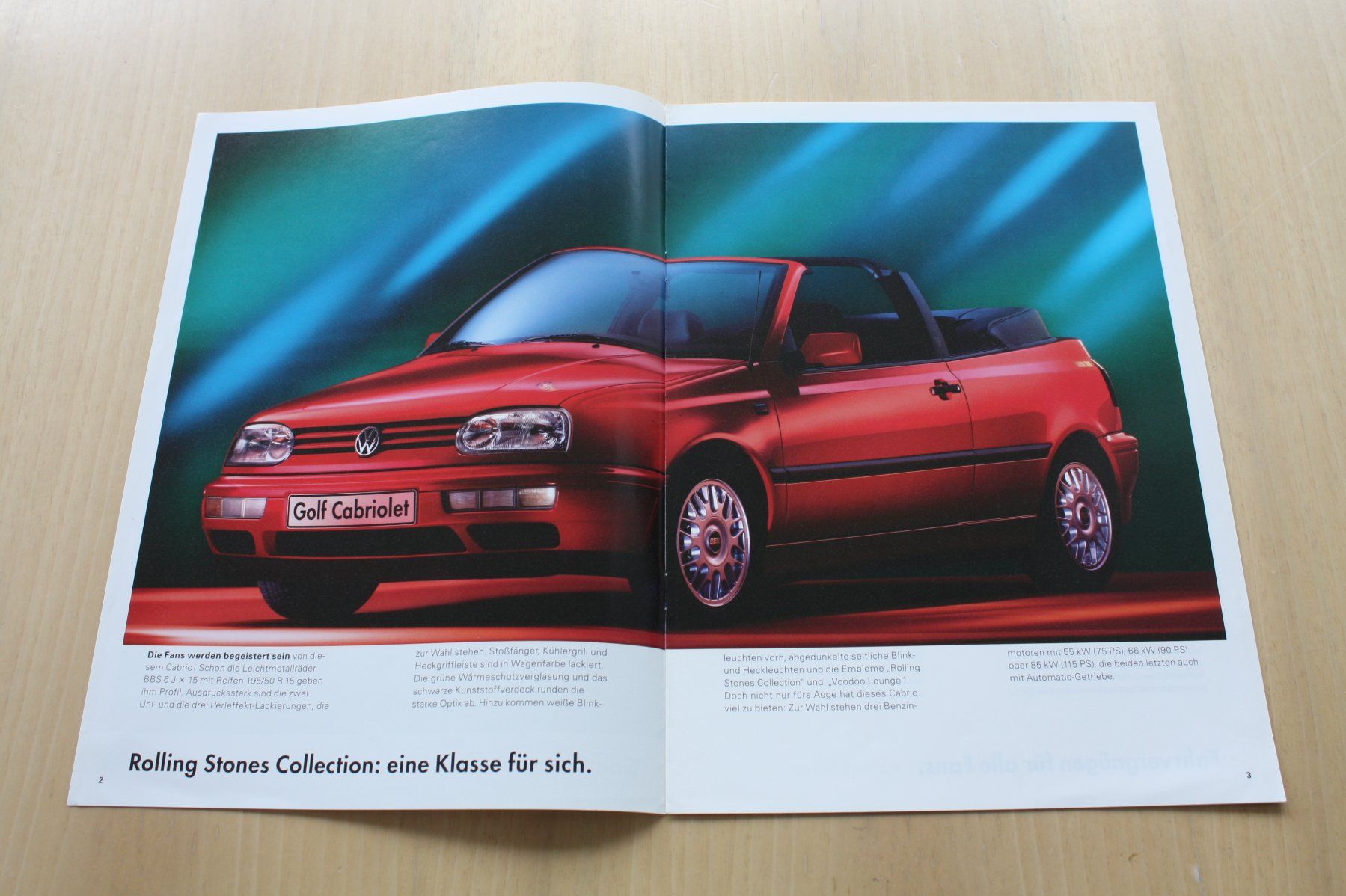 VW Documenti: VW Golf Cabrio " Rolling Stones" Collection Prospekt 4/1995 – Usato da Wikon venduto da erwin400 1