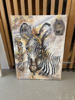 Grosses Gemälde Zebra signiert Benedikt 76 x 102 x 4,5 cm