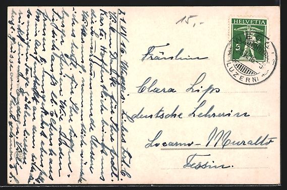 Cartoline postali: Weggis, Teilansicht mit Blick zum Pilatu – Usato da Berlin venduto da bartko-reher 1