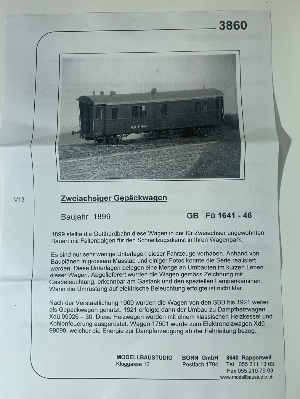 Born Modellini di ferrovie: Born, GB Postwagen F 1645 – Nuovo (secondo la descrizione) da Krummenau venduto da ferrotech 7