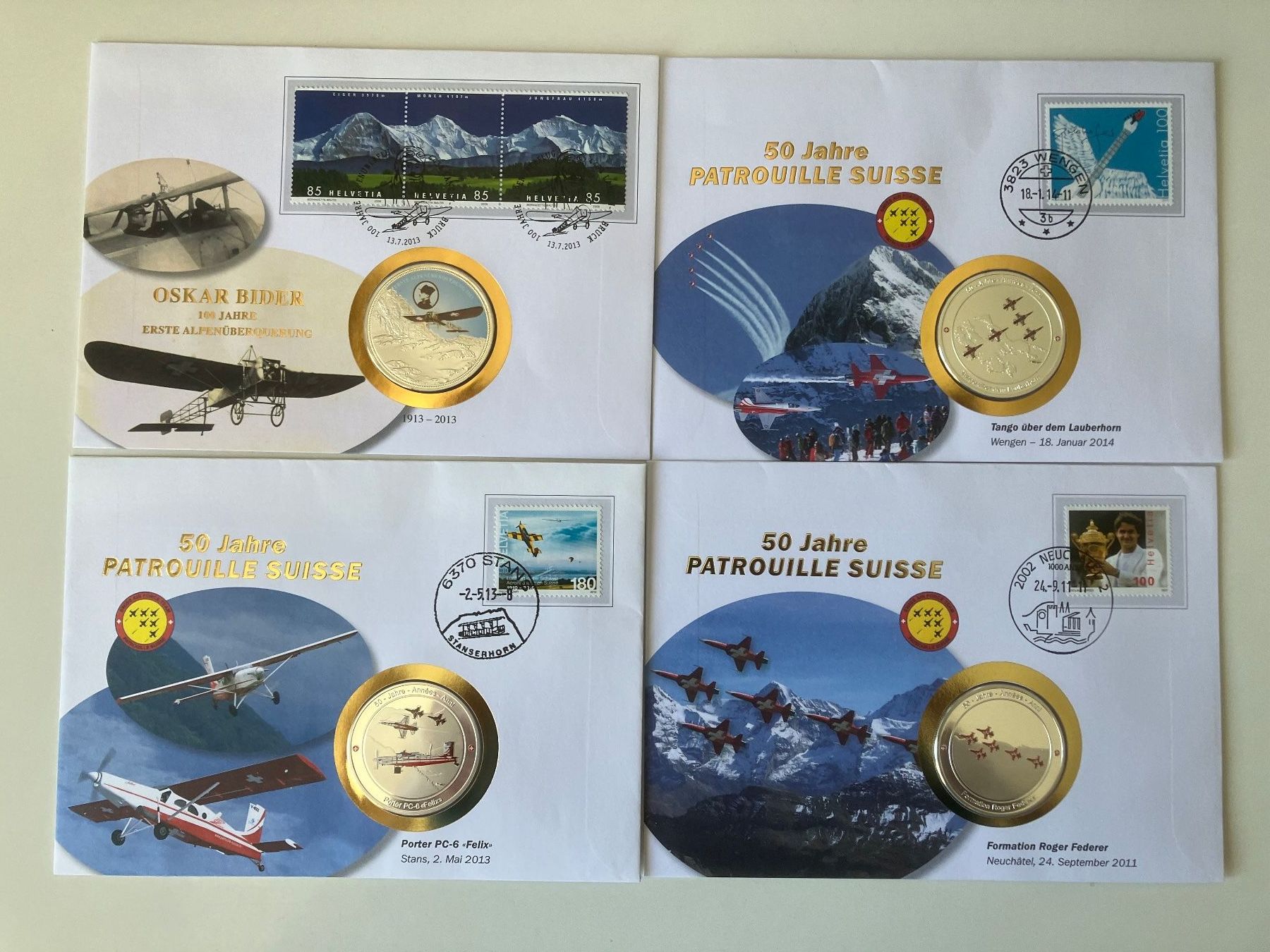 Alle Briefmarken: 19 Numisbriefe Patrouille Suisse – Gebraucht aus Baar von Ramona10 1