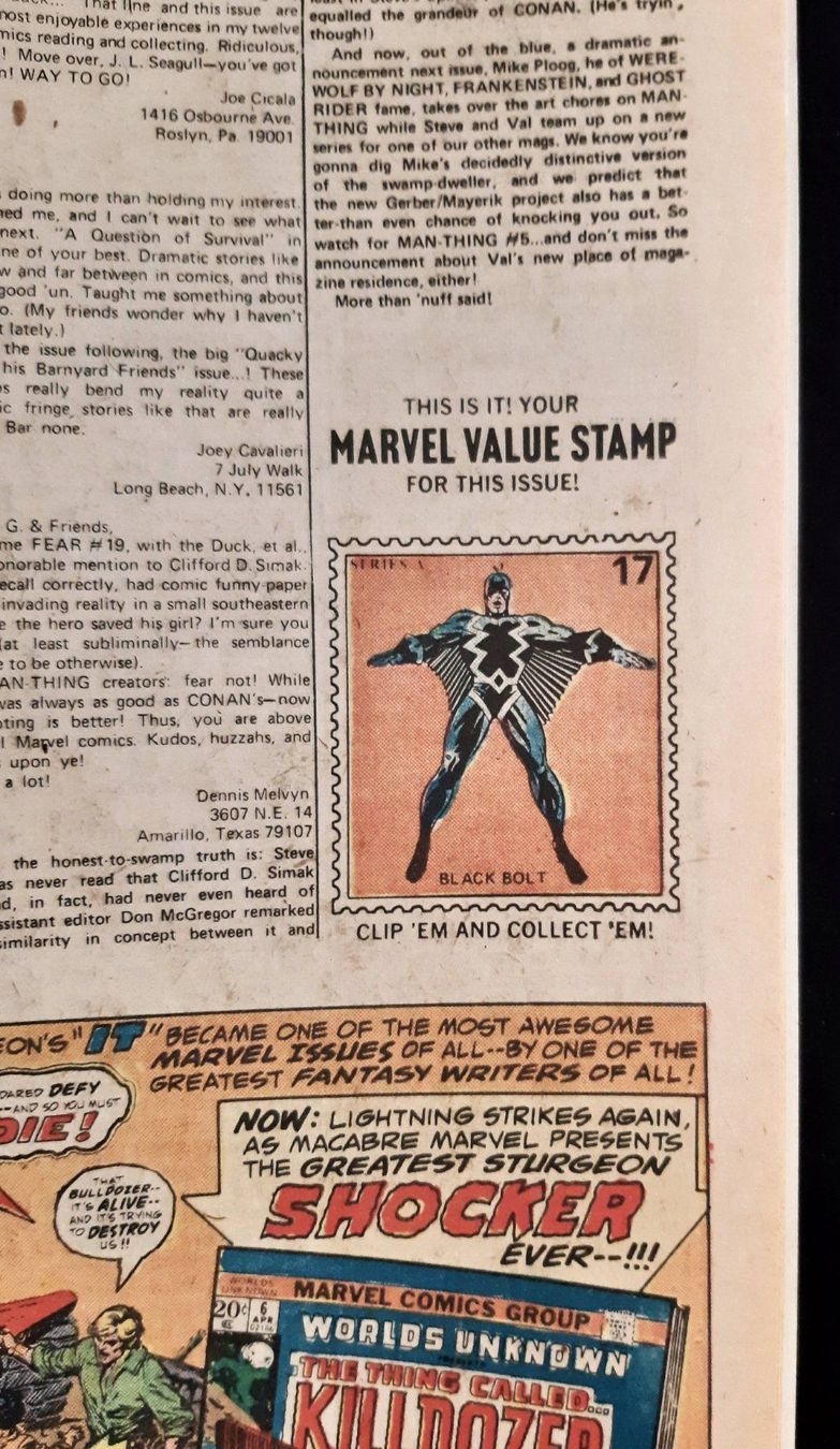 Fumetti: MAN-THING #4 ORIGIN FOOLKILLER MARVEL VALUE STAMP 1974 – Usato da Lugano venduto da YouWantUS 2