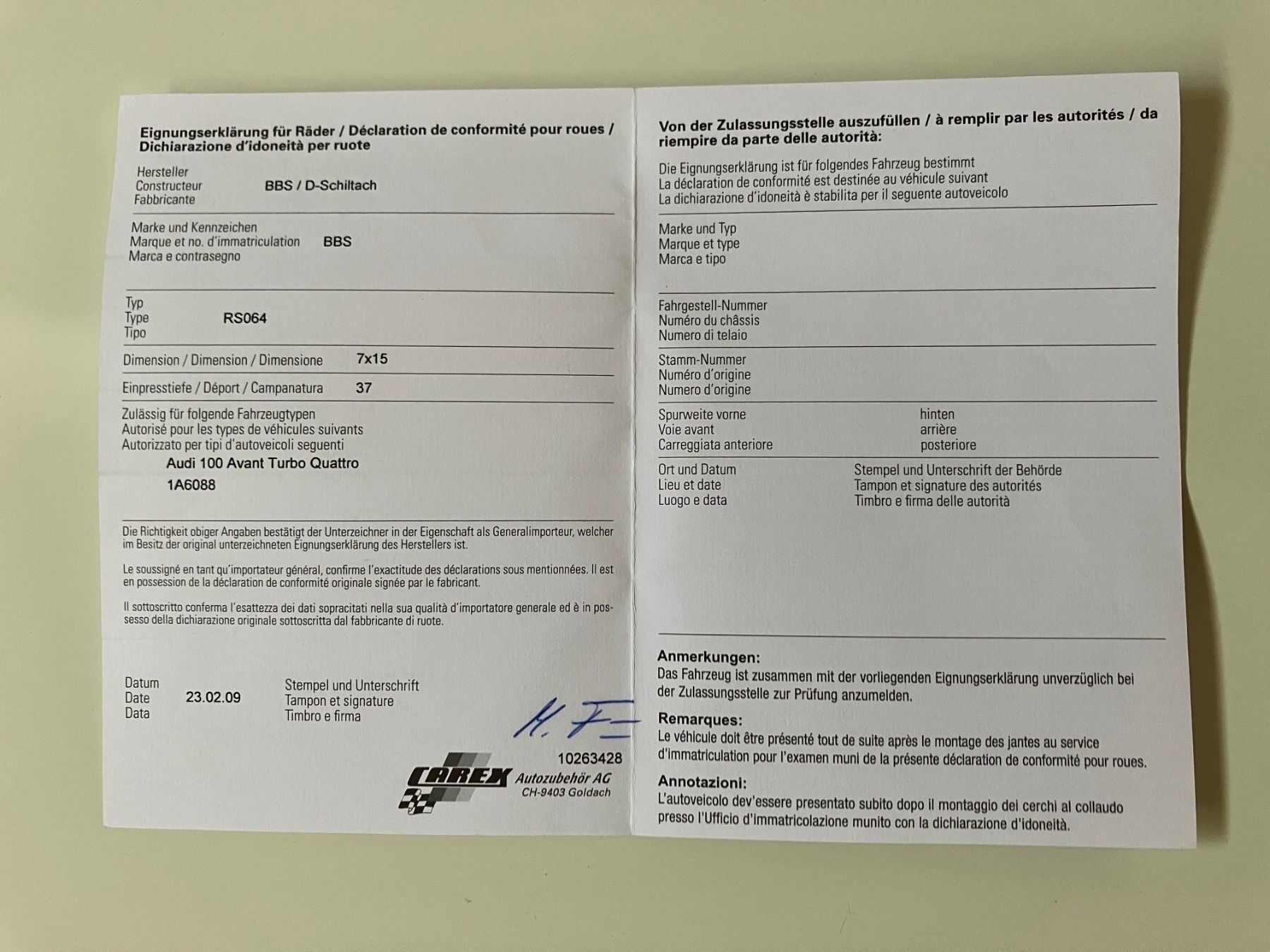 Bbs Cerchioni: BBS RS064 dreiteilig AUDI – Usato da Hallau venduto da pagau73 5