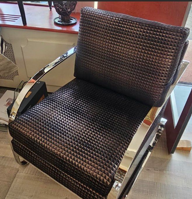Sessel: Fauteuil Design chrome tissu texturé (Modèle Unique) – Neu (gemäss Beschreibung) aus Etoy von eme_c8rt 1
