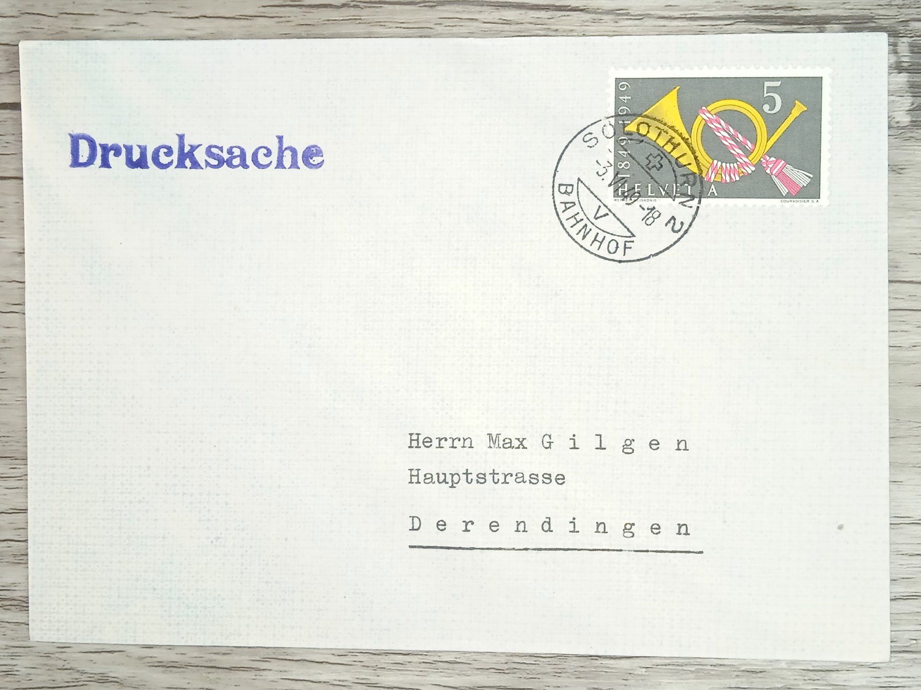 Tutti i francobolli: TR17 Enveloppe + Timbre Suisse 1949 – Usato da Cousset venduto da Patrick_Collections