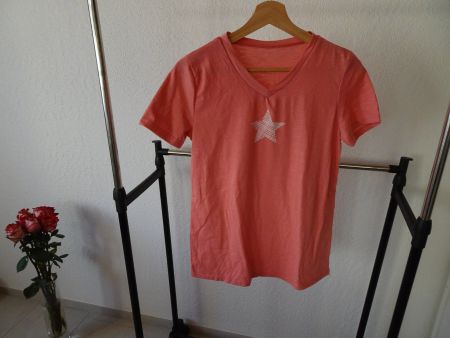 Rosa T'shirt mit weissem Stern Gr. S - 220703