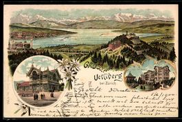 Litho Uetliberg, Panorama mit Zürichsee