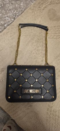Sac à bandoulière Love Moschino noir avec clous dorés