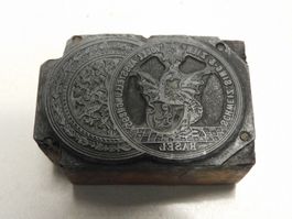 1882 Vogelausstellung Basel antiker Stempel   2 cm hoch  5 x