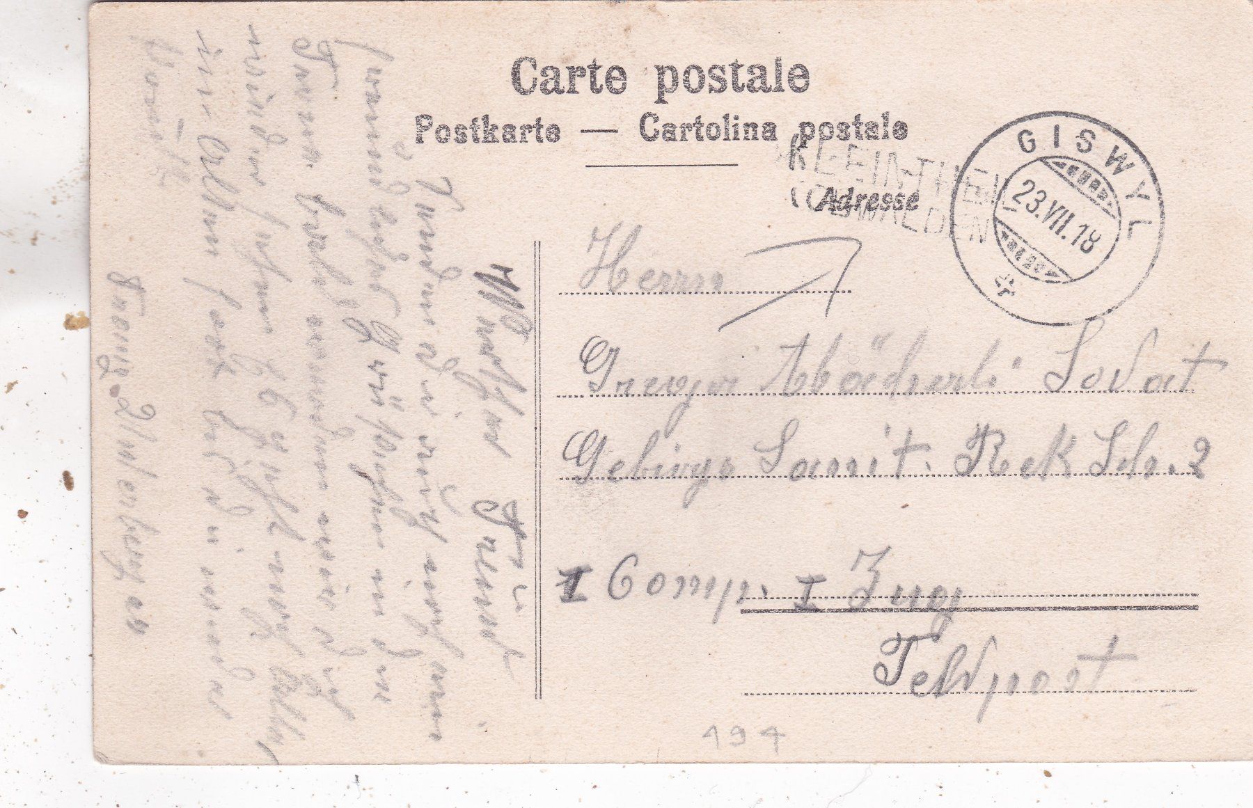 Cartoline postali: Berner Oberland 1918 – Usato da Herisau venduto da Lisegrat2008 1