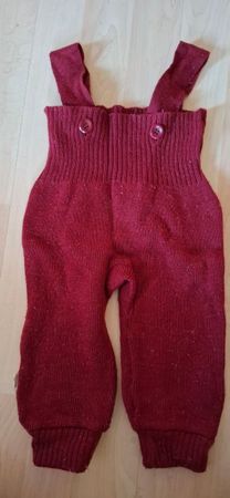 Latzhose, Schurwolle, rot, Disana, made in Germany, Gr.62/68