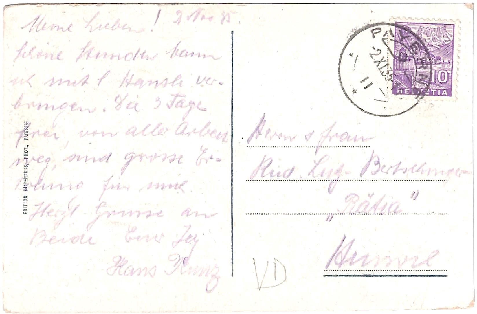 Cartoline postali: PAYERNE - LÊglise abbatiale ça.1920 (VD) – Usato da Oberdorf BL venduto da Hopfehuepfer 1