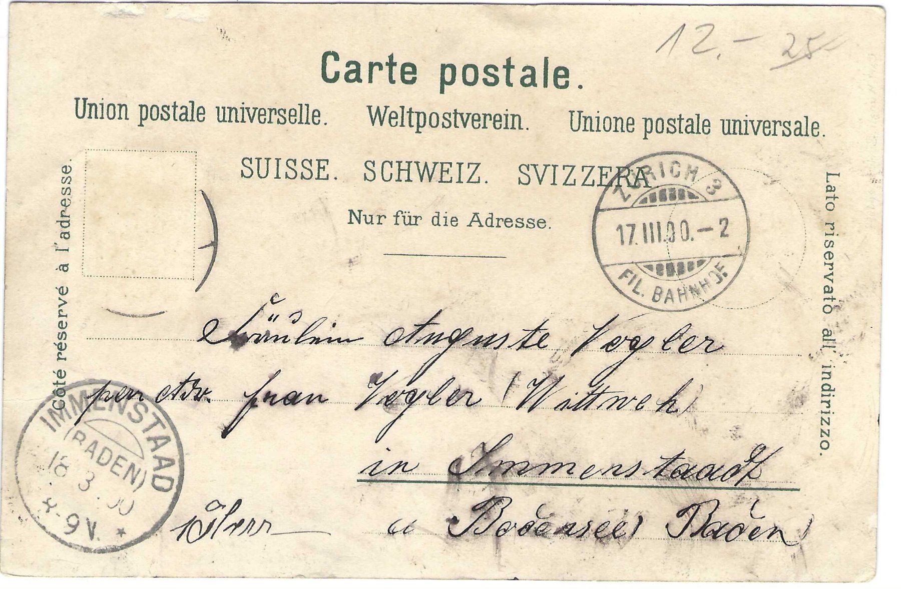 Cartoline postali: Gruss aus Zürich, Litho – Usato da Wildhaus venduto da Brunphil 1