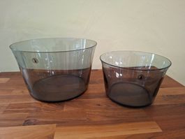 2 Stk. Salatschüsseln dunkelgraues Glas / Handmade Quality