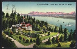 Zürich, Waldgasthaus Dolder mit Blick a