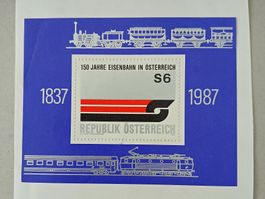 Briefmarken Spezialblatt 150 Jahre Eisenbahn Österreich 1987