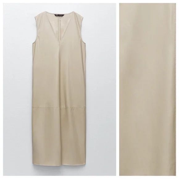 Zara Vestiti: Beiges Kunstleder Kleid XS – Usato da Wallisellen venduto da Miu_ 3