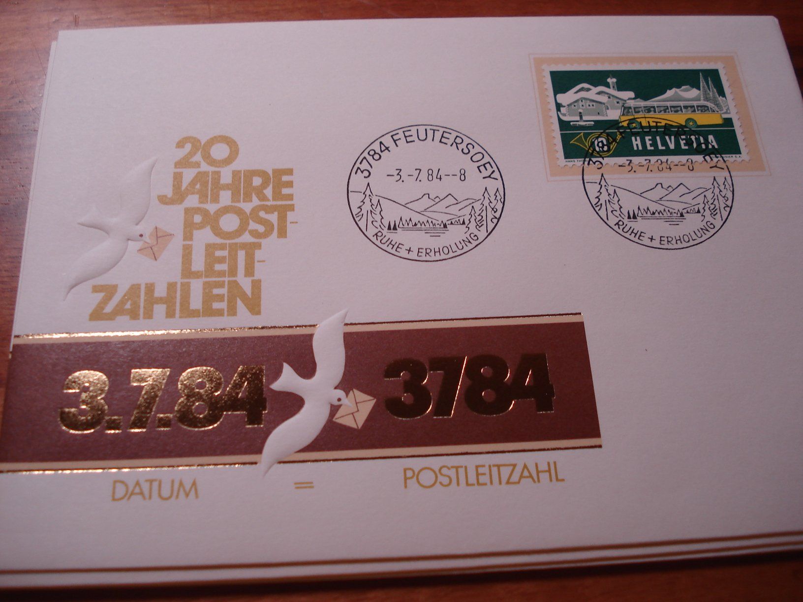 Alle Briefmarken: Brief Datum = Postleitzahl, 3.7.84, 3784 Feutersoey – Gebraucht aus Niederwil AG von morostahu