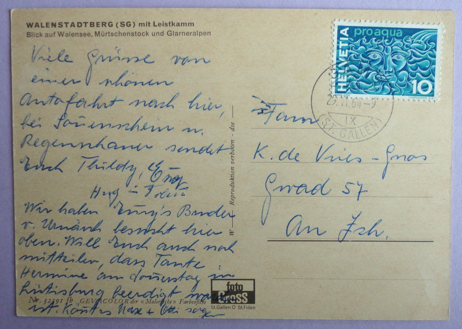 Cartoline postali: Walenstadtberg mit Leiskamm – Difettoso da Fétigny venduto da Billy2miny 1