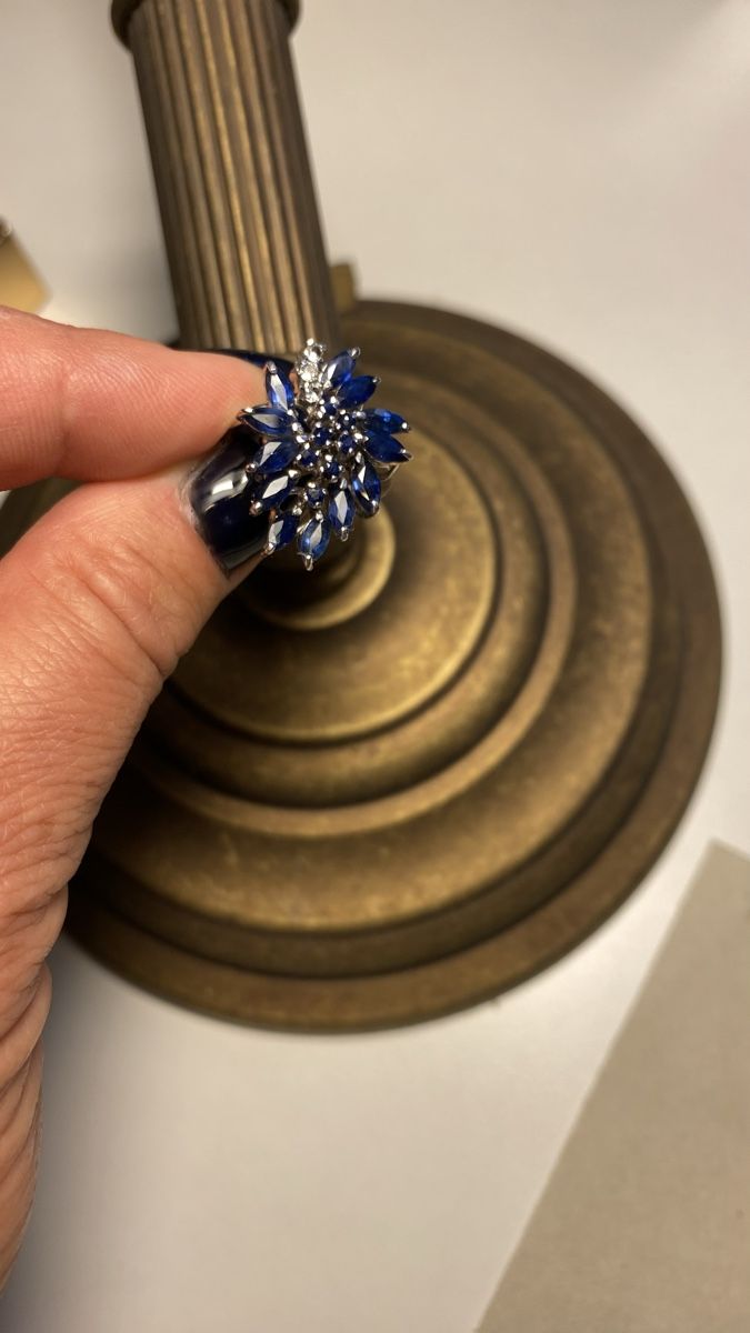 Anelli: Silberner Ring mit blauen Glas Steinen – Nuovo (secondo la descrizione) da Rorschach venduto da lvi_p29s 5