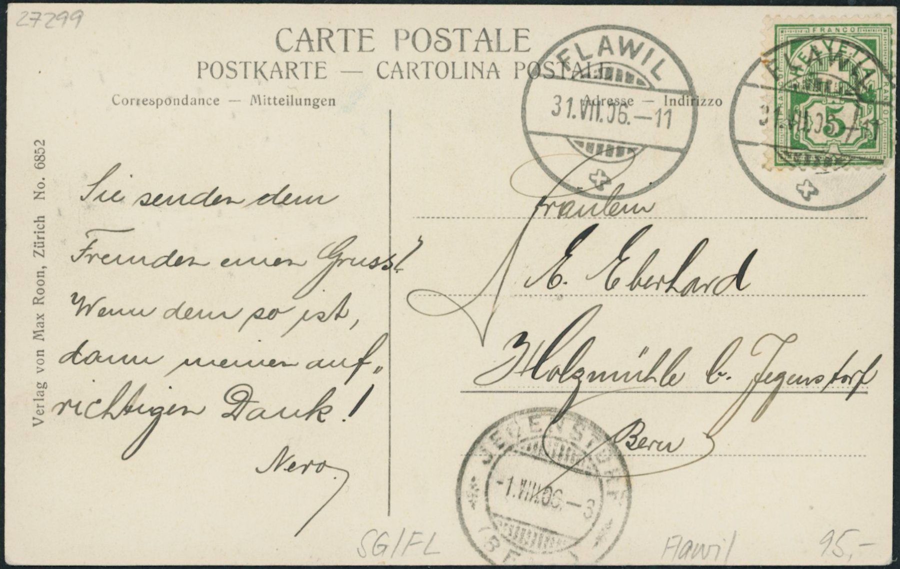 Cartoline postali: SG Flawil – Usato da Schindellegi venduto da stationary 1