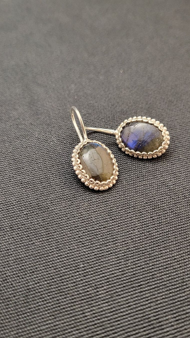 Boucles d'oreille: Silber-Ohrhänger mit Labradorit – D'occasion à Basel par spinne02 1