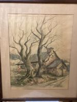 Peinture originale D. Bourdonche "Les deux jumeaux" aquar...