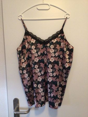 Damen Spaghettitop mit Blumenmuster und Spitze XL (nr.133)
