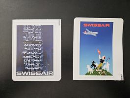 2 Swissair Werbung Poster Sticker / Aufkleber (neu)