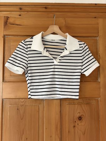 Sommerliches Crop-Polo-Shirt, gestreift, Gr. S, Top Zustand