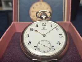 Taschenuhr Omega Silber 0.800 mit Omega Box