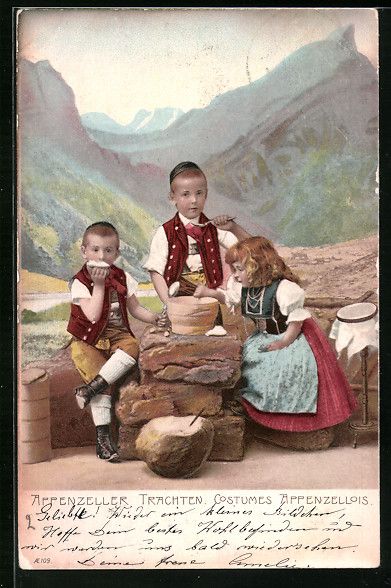 Cartoline postali: Kinder in Appenzeller Trachten beim Esse – Usato da Berlin venduto da bartko-reher