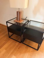 Nachttischset Metall Glas schwarz 2 Stck sehr guter Zustand