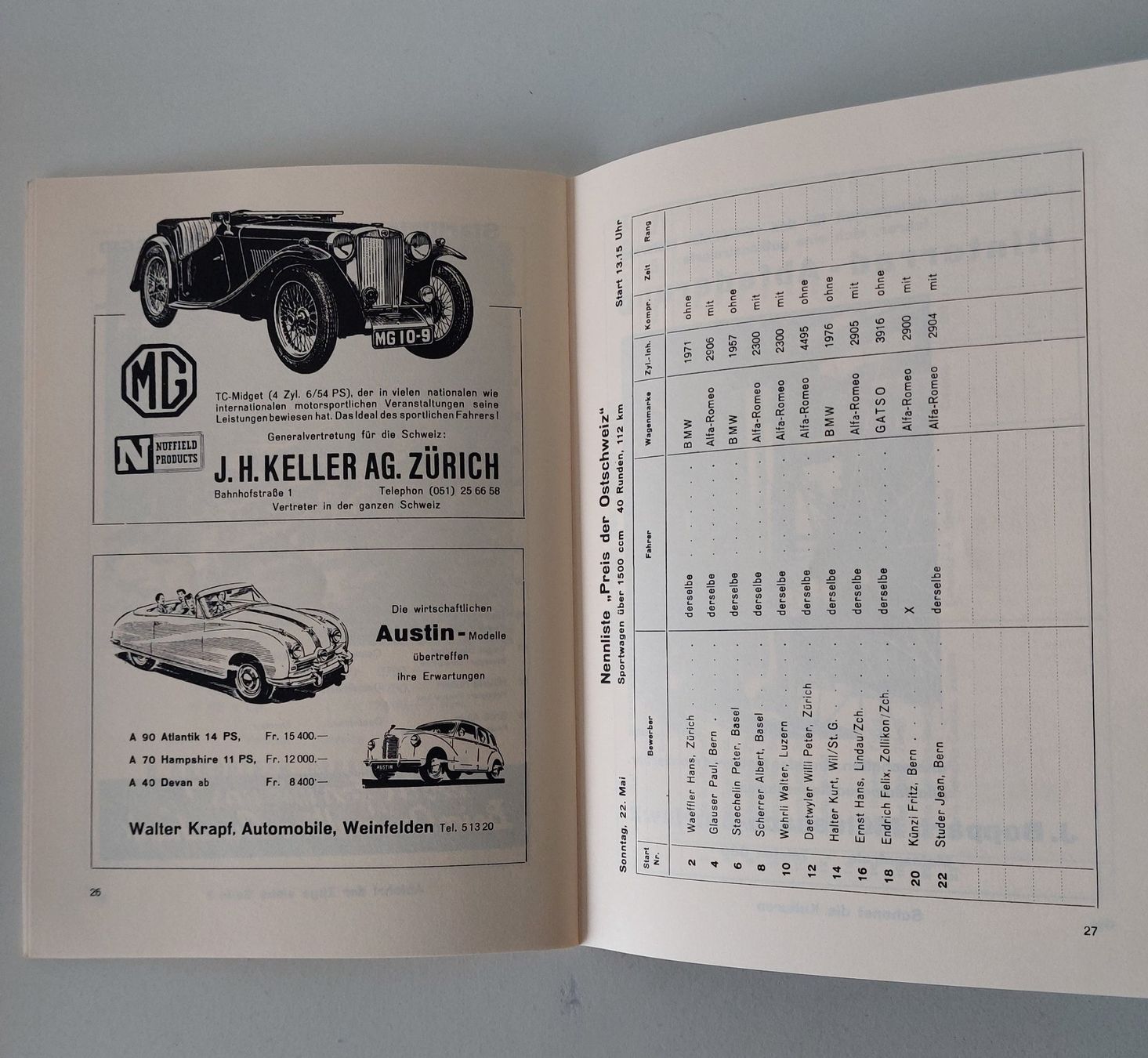 Alfa Romeo Documenti: Programmheft Erlen 1949 Rundstreckenrennen Auto Kopie – Usato da Schenkon venduto da Elbarto007 3
