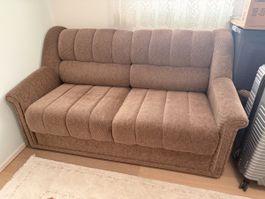 Sofa braun ausziehbar Bettfunktion Sofa 3-Sitzer