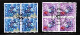 Satz REGENBOGEN FISCH 2001 VIERERBLOCK ERSTTAG