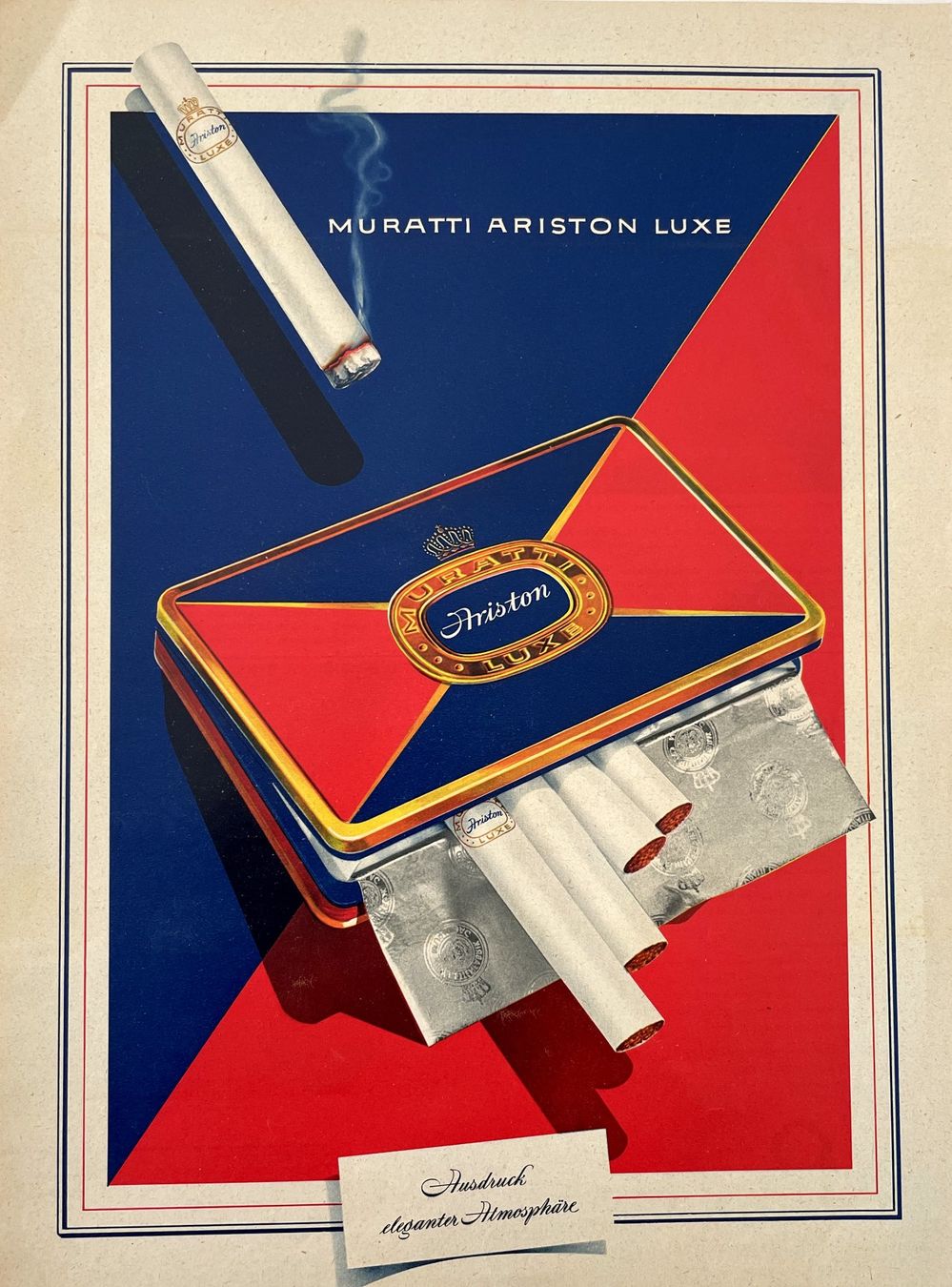 Grafica & Litografie: Muratti cigarettes - Gerahmte Werbung / Publicité 1940 – Usato da Savagnier venduto da Ne2065 1