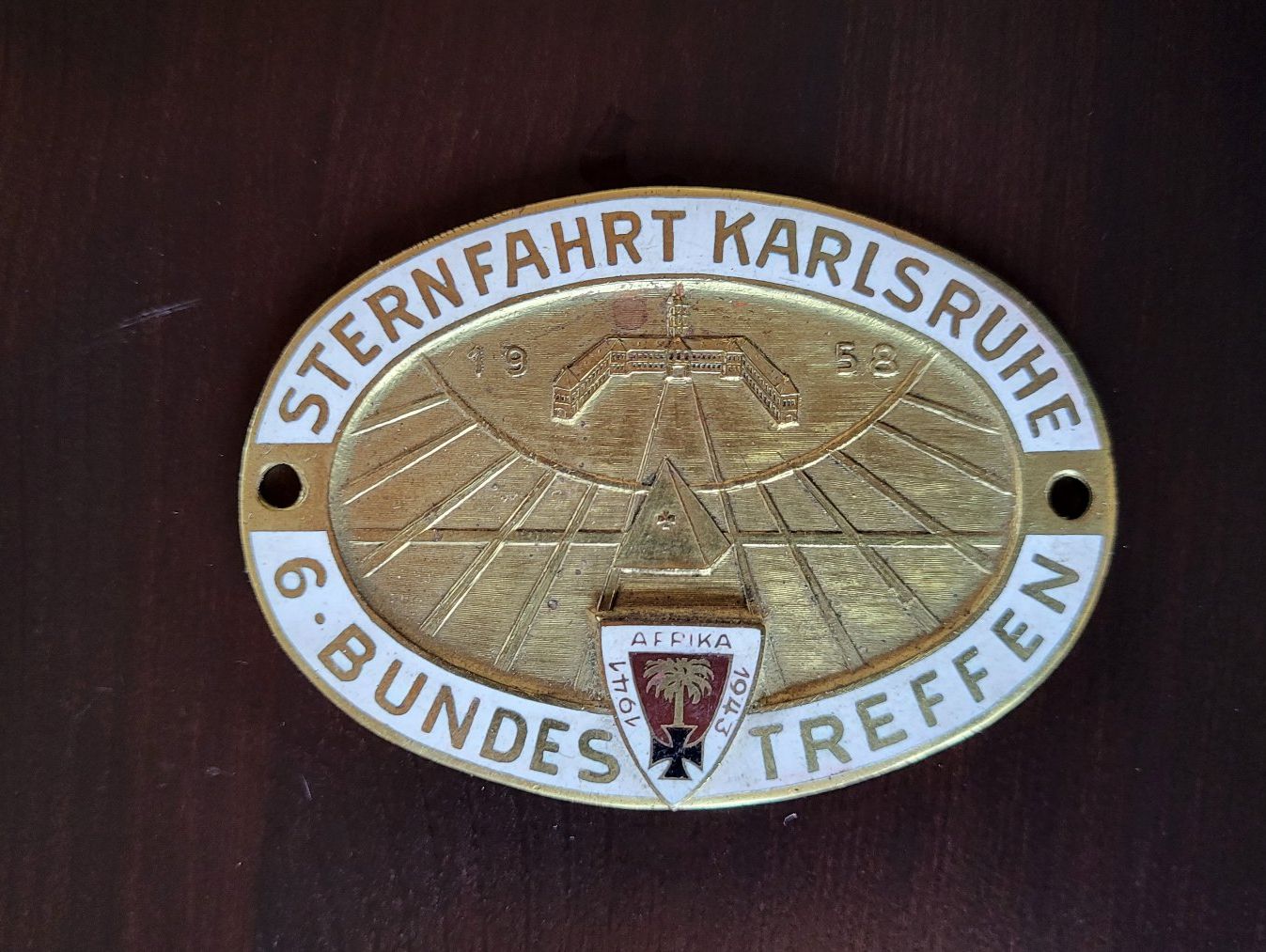 Placchette & Badge: Oldtimer Plakette Sternfahrt Karlsruhe Afrikakorps 1958 – Nuovo (secondo la descrizione) da Schindellegi venduto da Peter8834