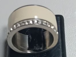 damen ring mit kristall und perlmut