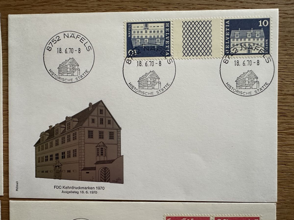 Tutti i francobolli: Schweiz - 5x Kehrdruck FDC – Usato da Schmitten / FR venduto da Samsara169 2